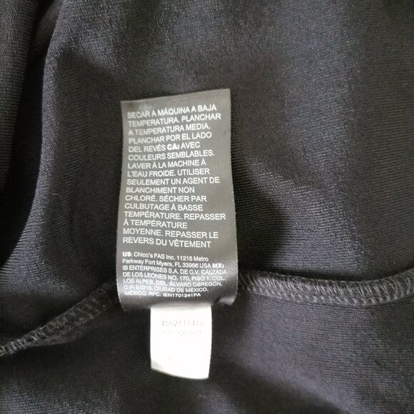 NWT Travelers By Chico's Womens Black 3/4 Button Sleeve Blouse Top Size 3 US XL - Picture 7 of 7